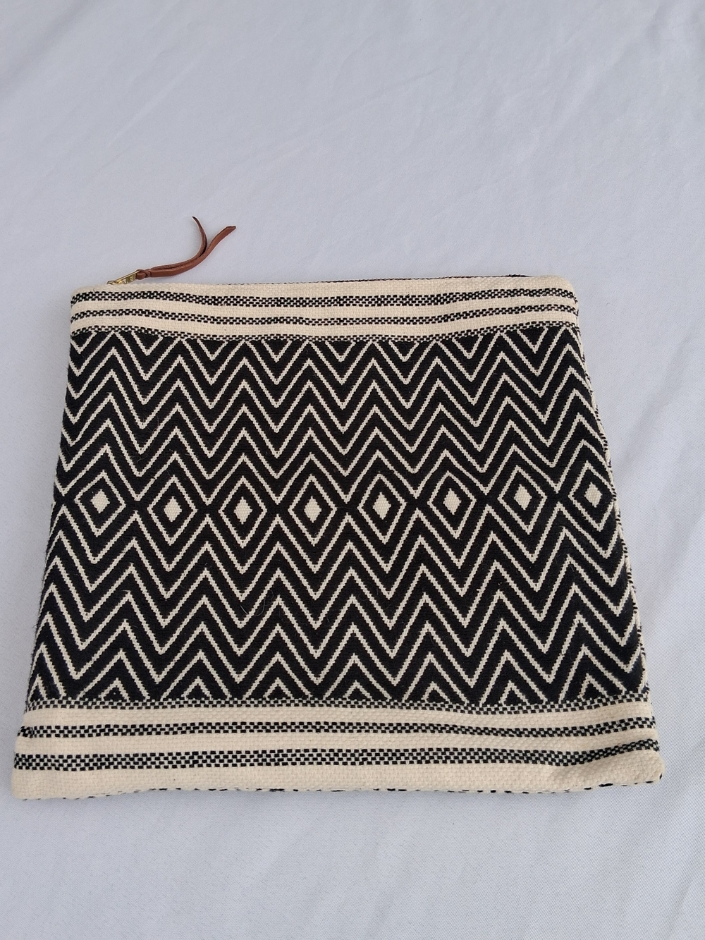 Tribe Alive Black & Cream Geometric Zip Pouch - Women's Cosmetic Bag